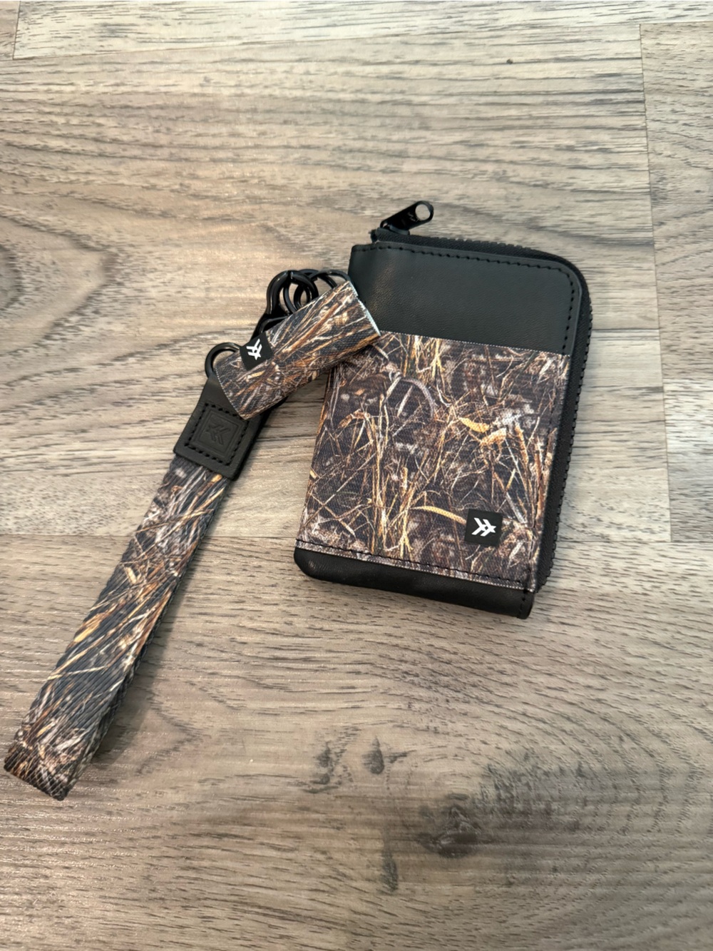 Thread Camouflage Brown Card Wallet with Wrist Strap and Chapstick Holder